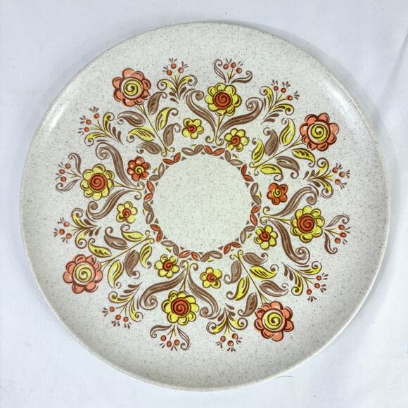 Vintage Mid Century Melamine Melmac 10" Dinner Plates Mod Floral - Boonton - Picture 2 of 4